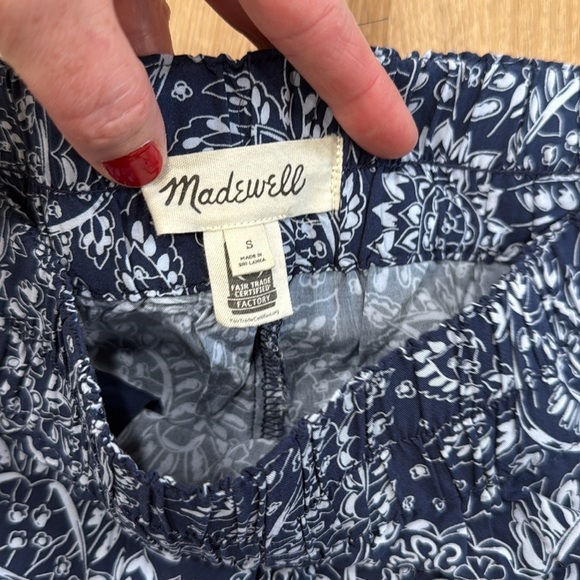 Madewell Tapered Huston Pull-On Crop Ankle Pants Paisley Blue White Floral Small - Picture 6 of 11